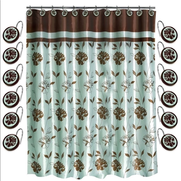 Shower Curtain Blue Chocolate Fabric “Cabella” by Popular Bath 70 x 72 in - Picture 1 of 12